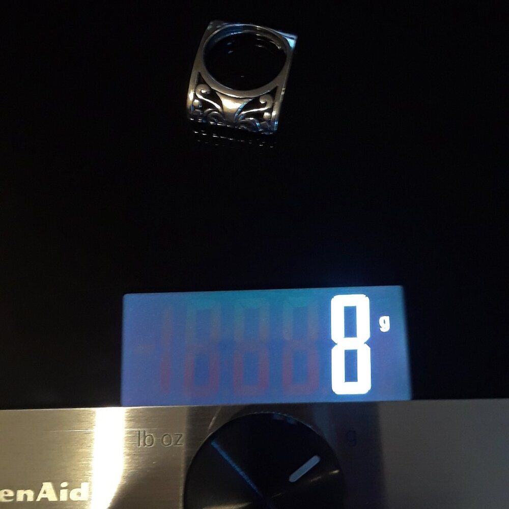 Solid 925 Sterling Silver Scroll Bar Ring - Size 7 - image 8